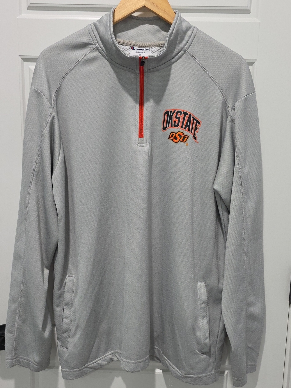 Champion Gray Pullover with Orange Zip & OSU Logo